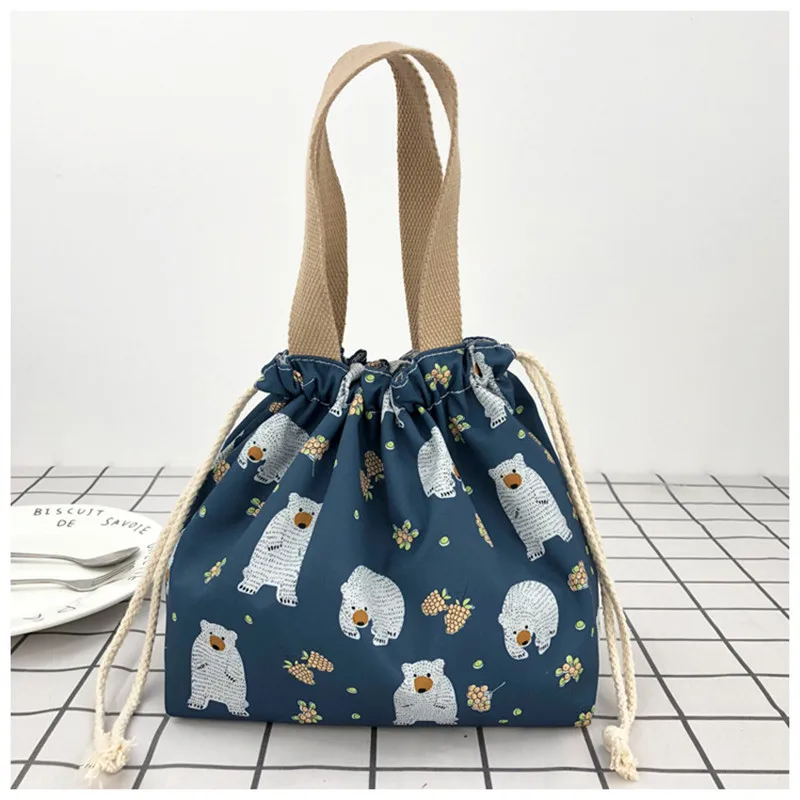 PACGOTH Fashion Japanese Style Lunch Bag Cartoon Pattern Picnic Carry Case Thermal Travel Food Container Picnic Handbag Tote
