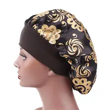 1 pc macio noite sono chapéu feminino elástico banda larga moda queda de cabelo capa cabeça envoltório cetim bonnet cabelo beleza quimio caps cuidados