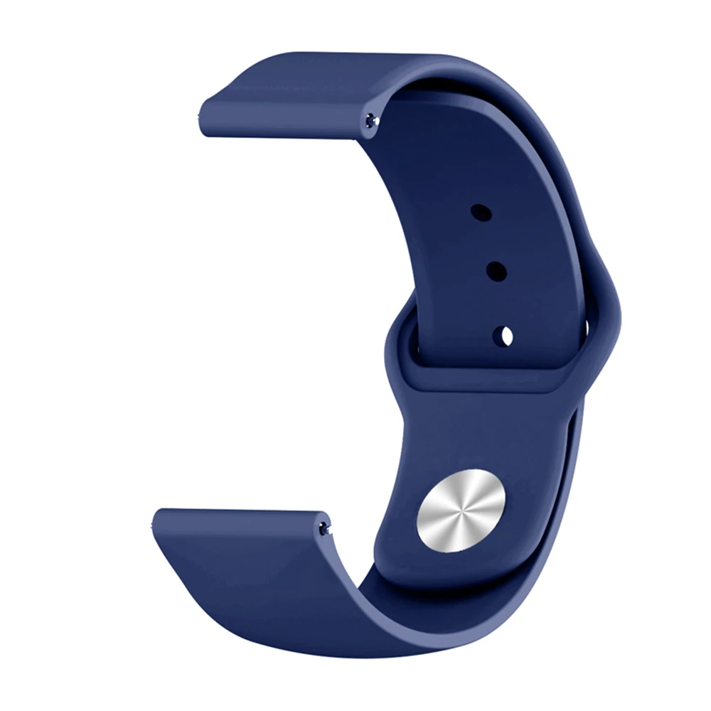 Navy blue Цветной силиконовый ремешок для часов 20 мм 22 мм ремешок для часов сменный Браслет для huawei Watch 2 классический ремень для Amazfit Bip - Цвет: Navy blue