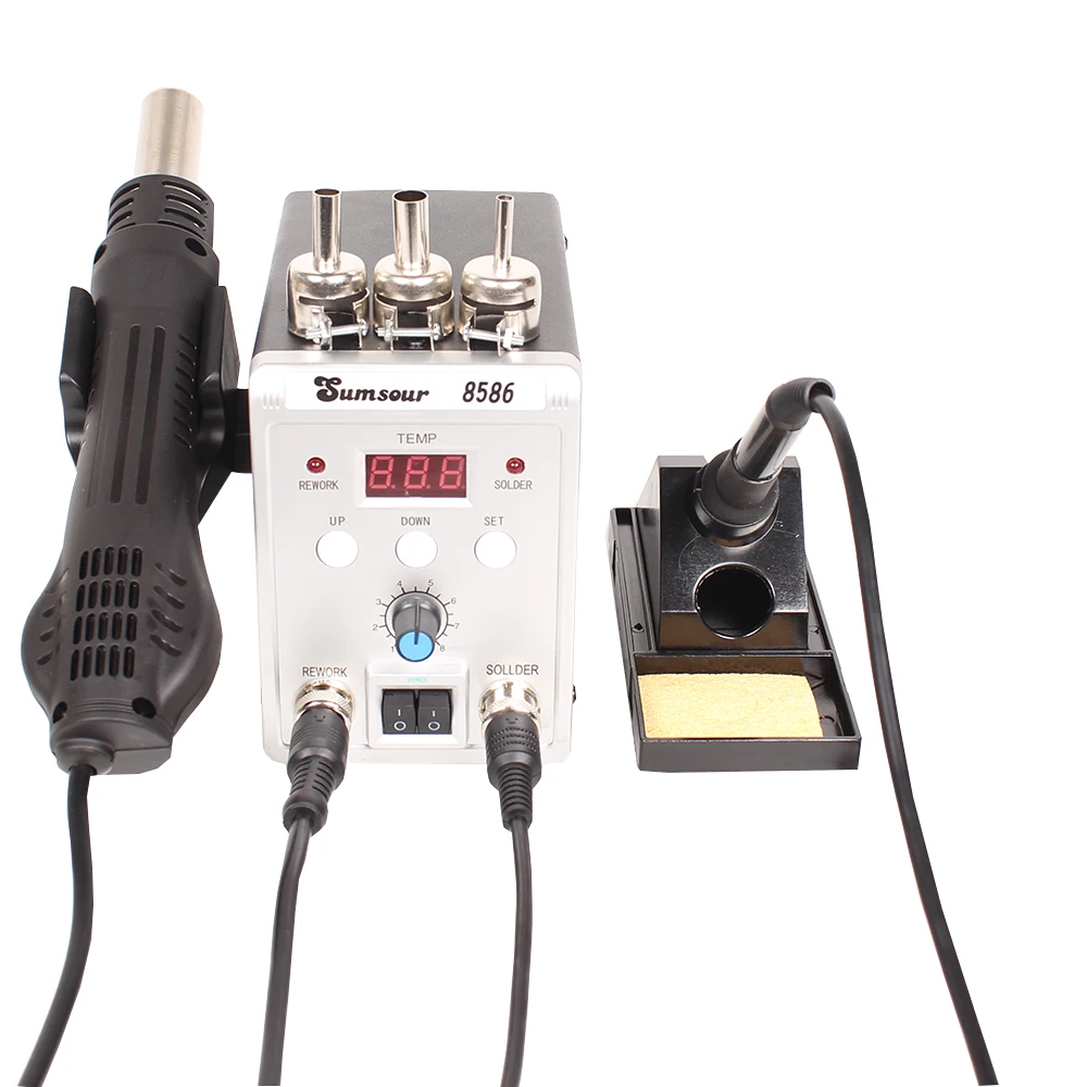 2 In 1 Smd Rework Soldering Station 8586 700w Hot Air Gun 60w Solder Iron With Welding