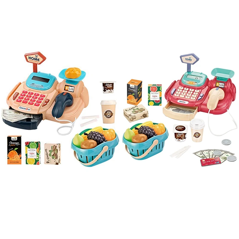 

Cash Register for Kid Pretend Play Supermarket Shop Toy with Sound,Scale,Scanner,Calculator,Credit Card,Grocery
