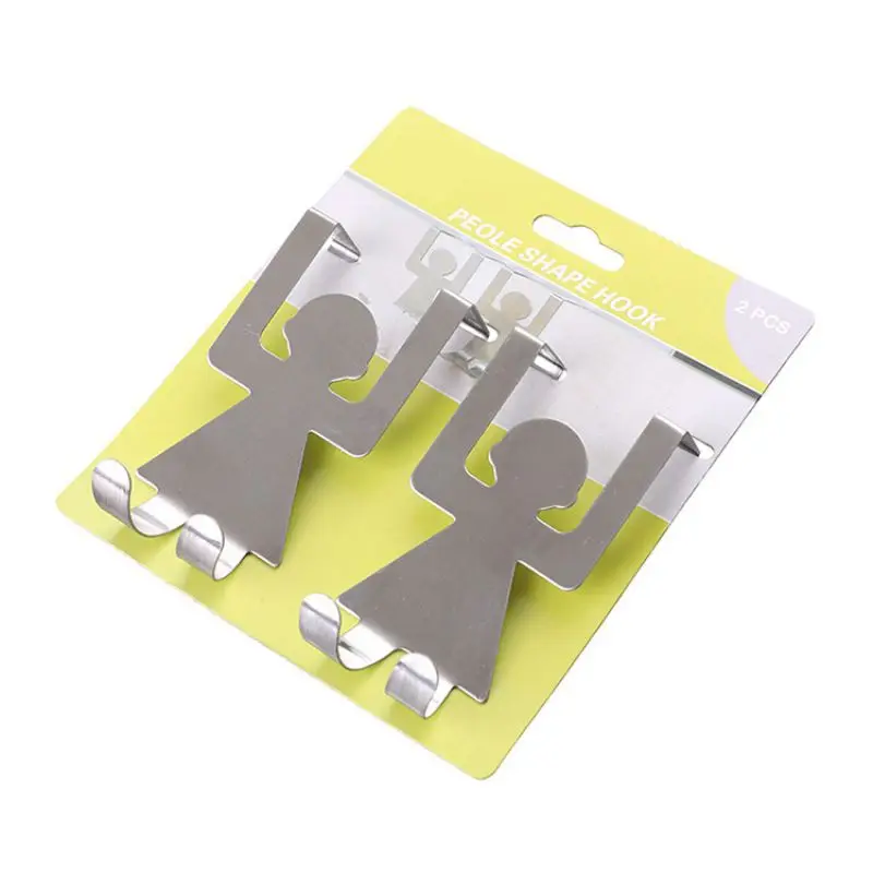 

2Pcs/set Stainless Steel Lovers Shaped for Hooks Kitchen Pot Pan Hanger Clothes Storage RailsBathroom acc set