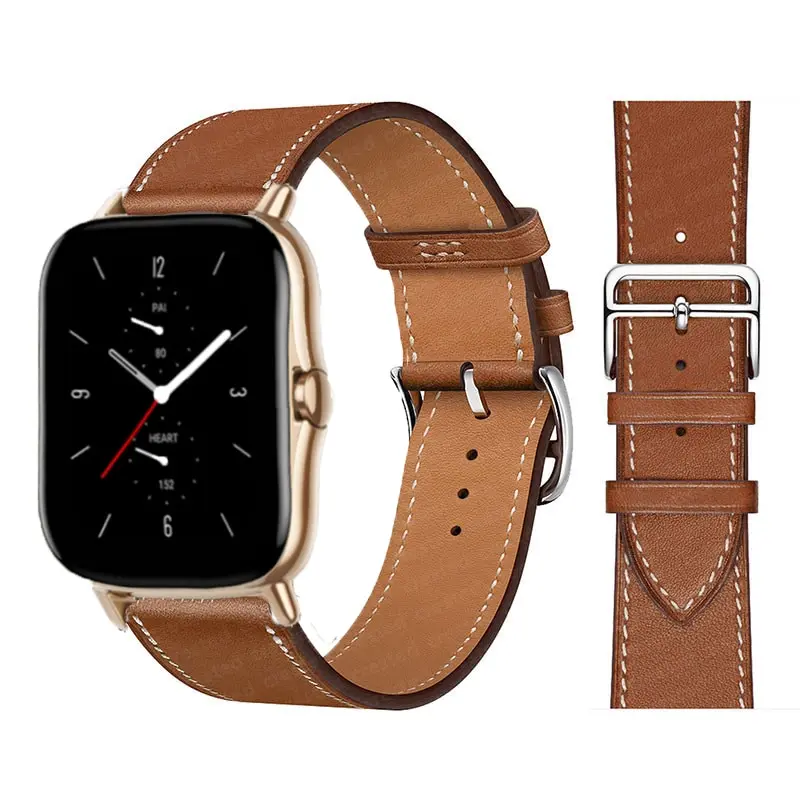 20mm/22mm leder band Für Amazfit GTS/2/2e/GTS2 Mini/GTR 3 pro 42mm/47mm/GTR2/2e/stratos 2/3 Sport Uhr Armband bip strap | Наручные часы