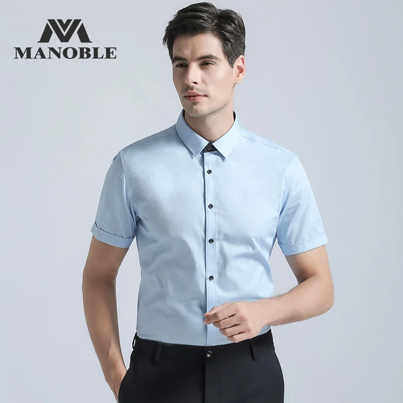 Fashion New Men's Regular Fit Shirt Men Short Sleeve Business Suits Shirt Solid Color Casual Shirt Mens Dress Shirts White