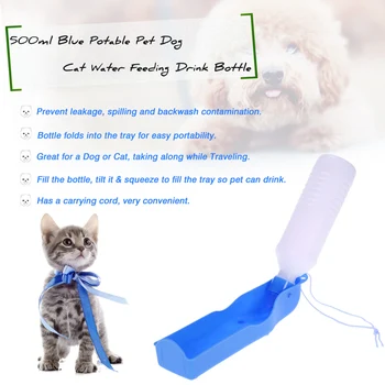 500ml Travel Portable Pet Dog Cats Water Feeding Drink Bottle Bowl Dispenser Watering Supplies Pets