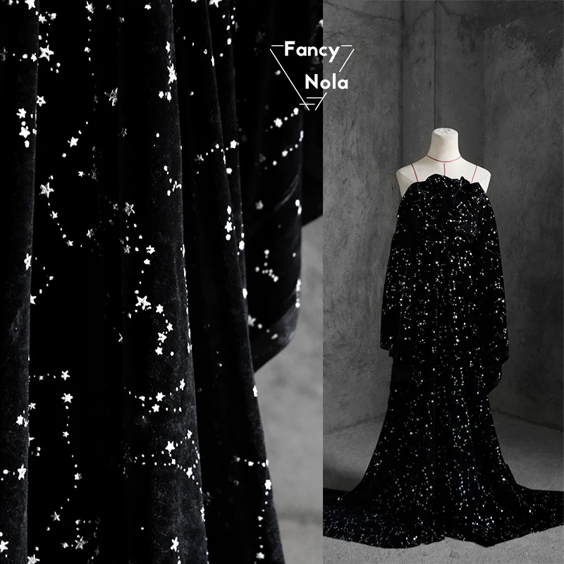 Звездное небо черный плиссированный высококачественный Корейский велюровый