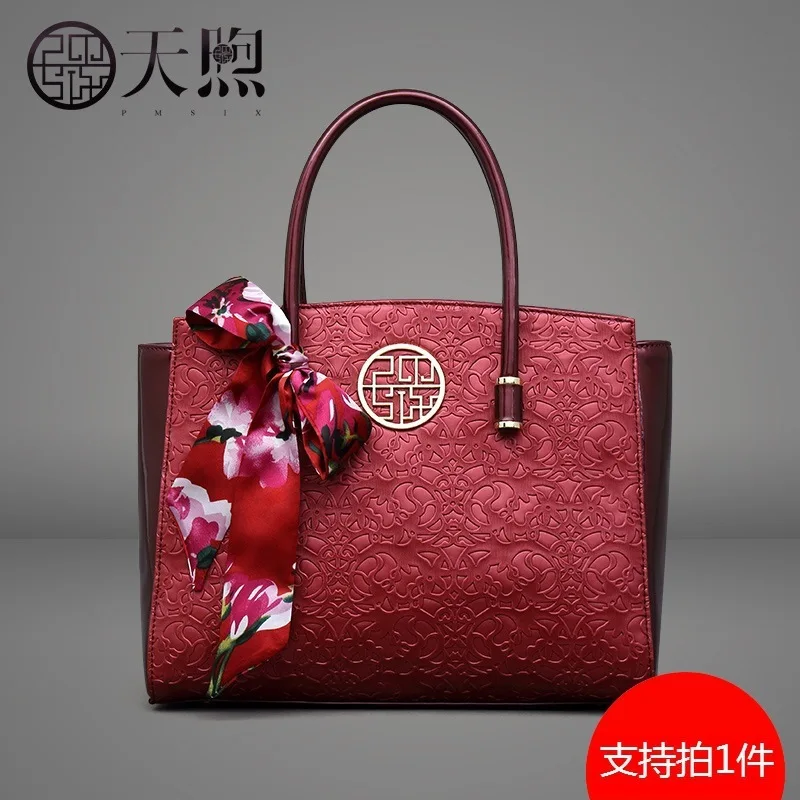 

Female Money Mom Hand Bag Red Marriage Wedding Bride Temperament Hand Carry Big Capacity Middle Guofeng Single Shoulder Bag