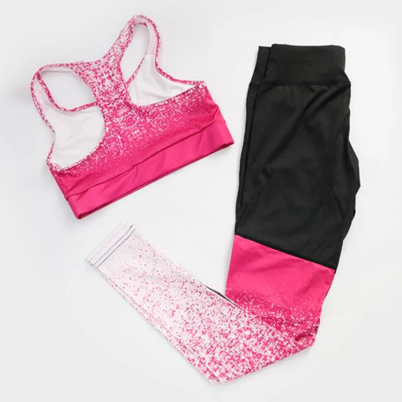 red set Jessingshow, женская одежда для фитнеса, спортивная одежда, леггинсы для спортзала, пуш-ап, на бретелях, спортивный бюстгальтер, 2 шт., спортивные костюмы, джеггинсы, леггинсы - Цвет: red set