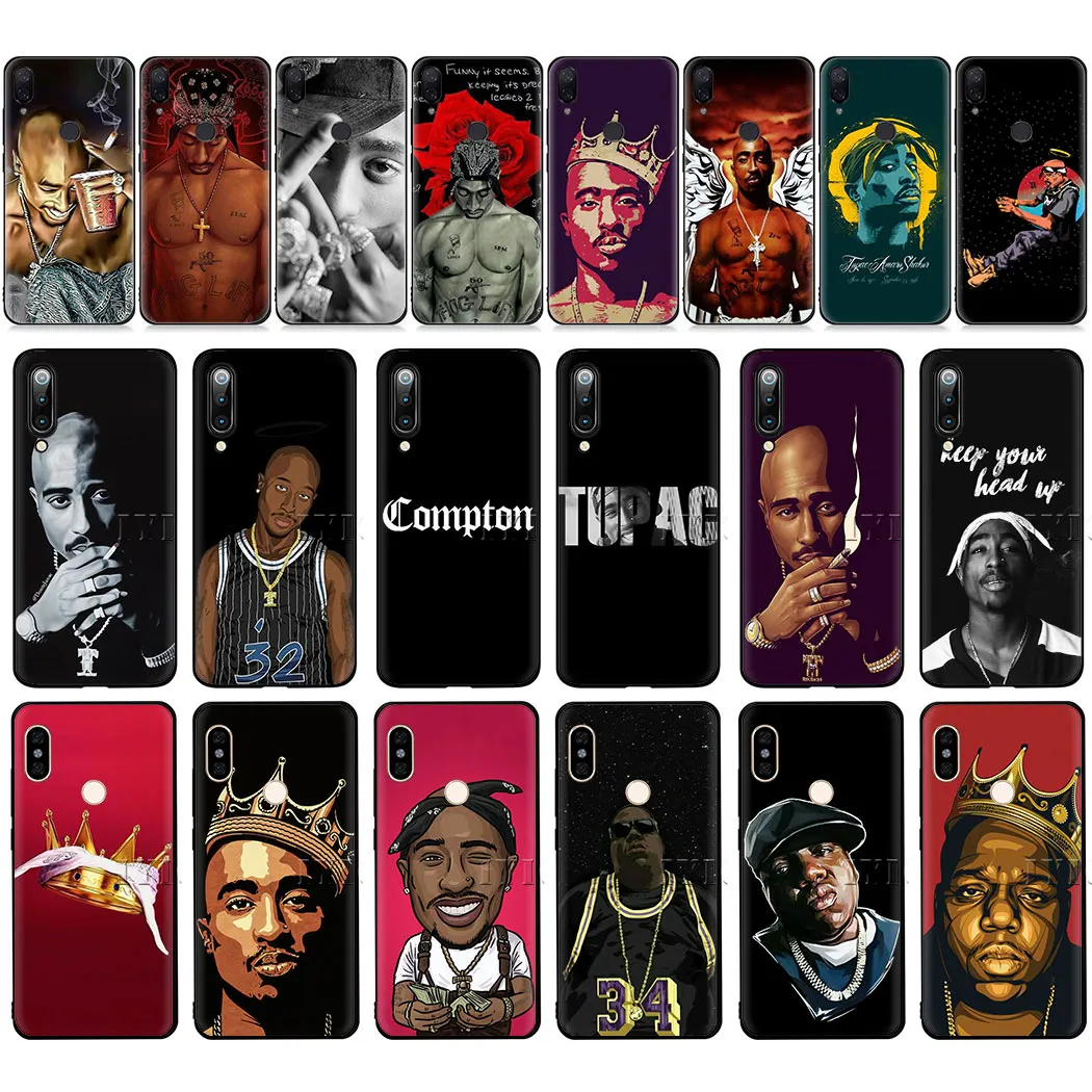 2pac Тупак и Бигги мягкий чехол для телефона случай Redmi Примечание 4X5 7 K20 6 Pro 5A Prime