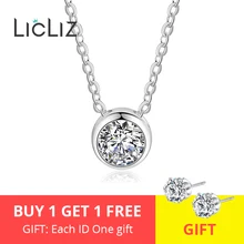 LicLiz 925 пробы Серебряная простая круглая подвеска со стразами фианит ожерелья для женщин прозрачные циркониевые ювелирные изделия Длинные звенья цепи LN0341