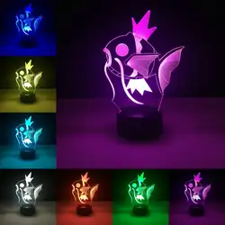 Magikarp Pokemon 3D лампа популярная современная креативная ночник для девочек Подарки сенсорная Удаленная акриловая подставка плоский фонарик