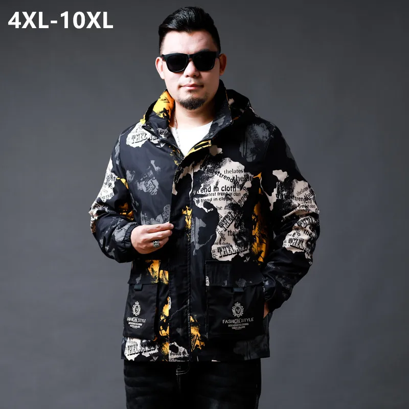 

Plus Size Clothing Men Jacket Newpaper Clothes Mens Trench 6XL 7XL 8XL 9XL 10XL Windbreaker Autumn Cargo Loose Camo Hoodie Coats