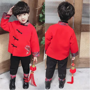 

2020 New Year Chinese Top Kids Tang Suit Hanfu Blouse Thick Hanfu Baby Boys Clothes Traditional Chinese Clothing For Women Men