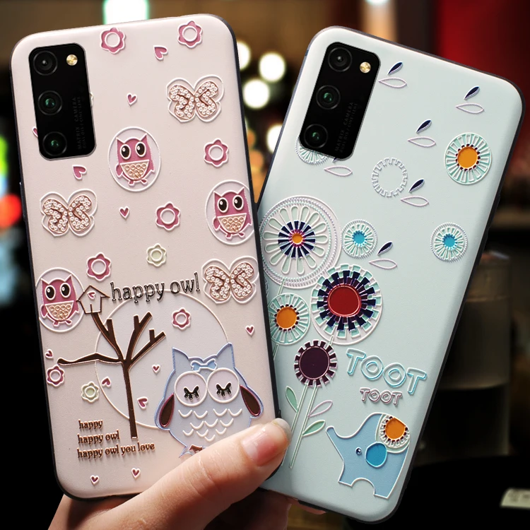 Чехол с 3d тиснением для Huawei Honor View 30 Pro V30 Nova6 задняя крышка мягкие милые чехлы