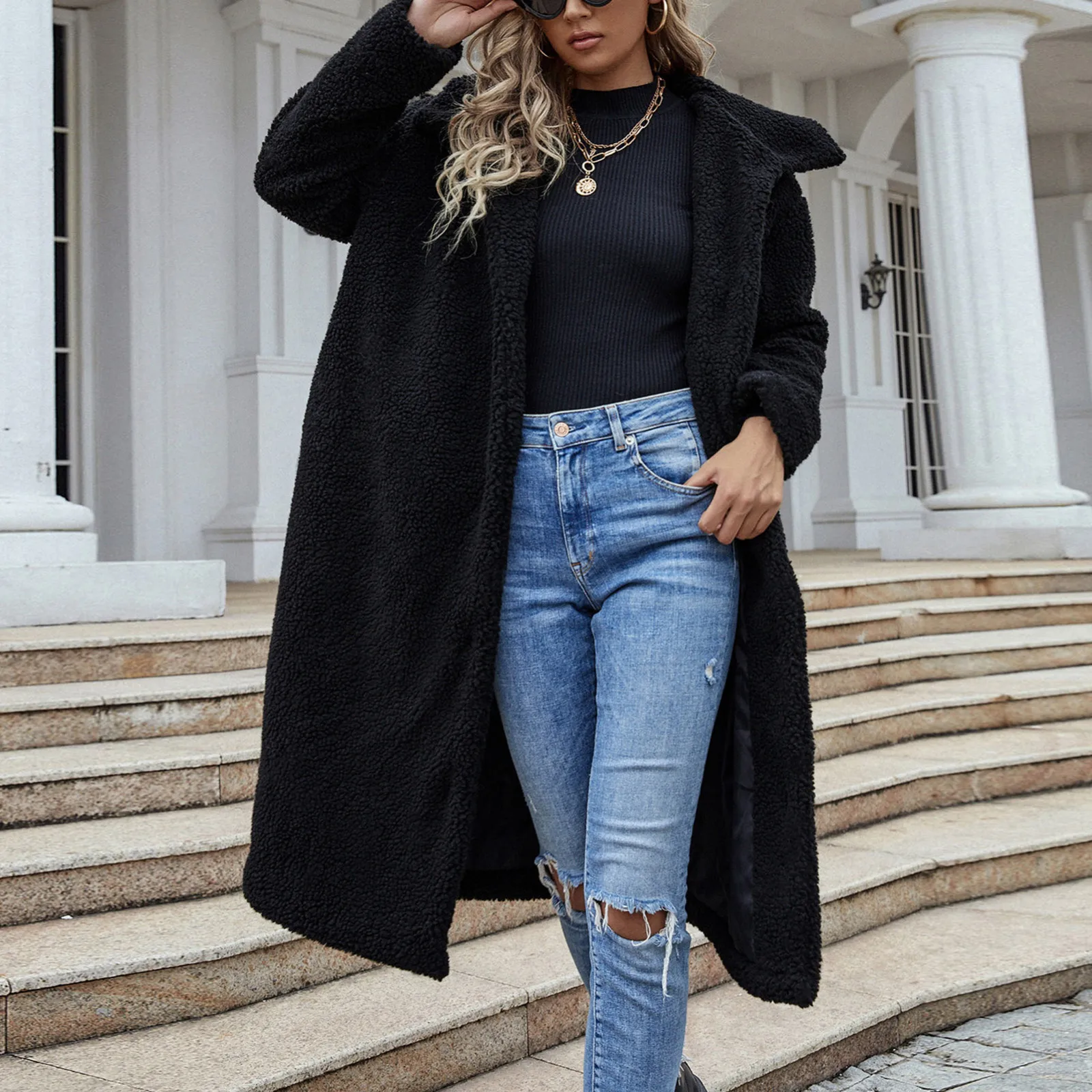 Women Winter Clothing Women's Artificial Fur-grass Warm Fuzzy Open Front Winter Cardigan Coat Winter Outwear Jackets 1