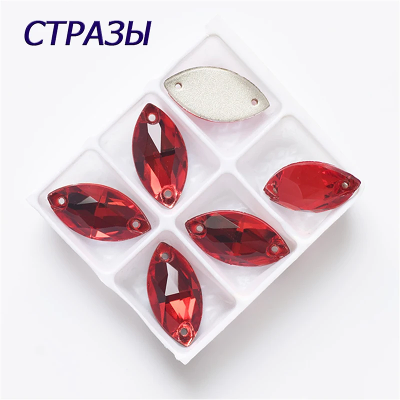 

CTPA3bI 3223 Navette All Sizes Light Siam Glass Crystal Flat Back Red Stones DIY Jewelry Beads For Needlework Accessories
