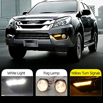 

CSCSNL 2Pcs For ISUZU MU-X MU X 2015 2016 Daytime Running Lights fog lamp cover headlight 12V Daylight car-styling