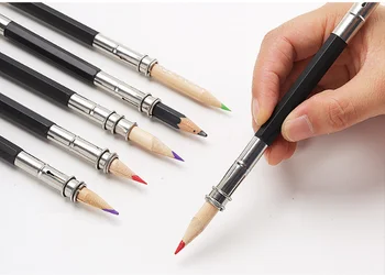 

Double head metal pencil extender stainless steel pencil extender pencil receiver pencil case student pencil case