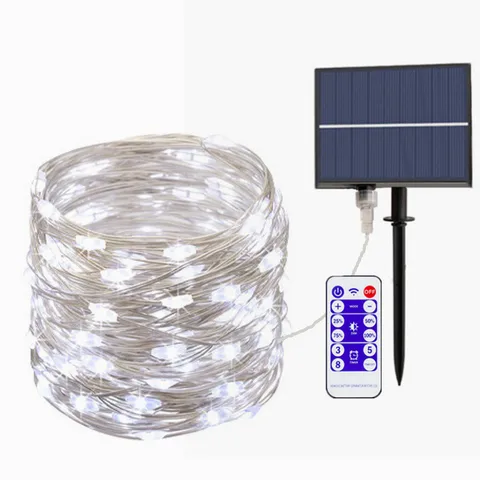 Led Light Outdoor 10m 50m Fairy Lights String with Remote Christmas Garland Solar Power Light Garden Decoration Solar Lamp