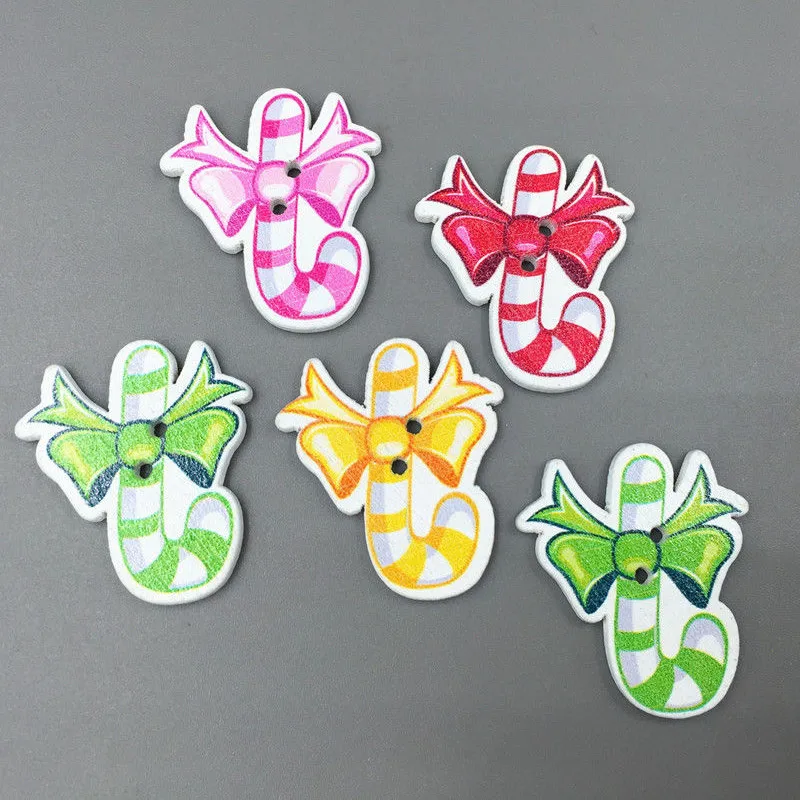 DIY 100pcs Christmas candy cane Wooden Buttons Sewing scrapbooking Crafts 31mm | Дом и сад