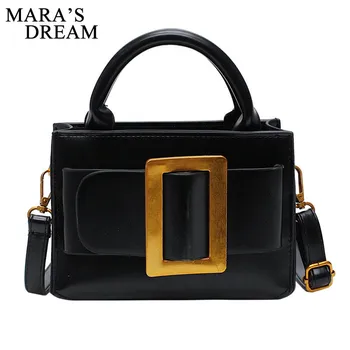

Mara's Dream 2019 New Solid Color Texture Versatile Small Square Bag Belt Buckle Fashion Port Wind Shoulder Messenger Bag