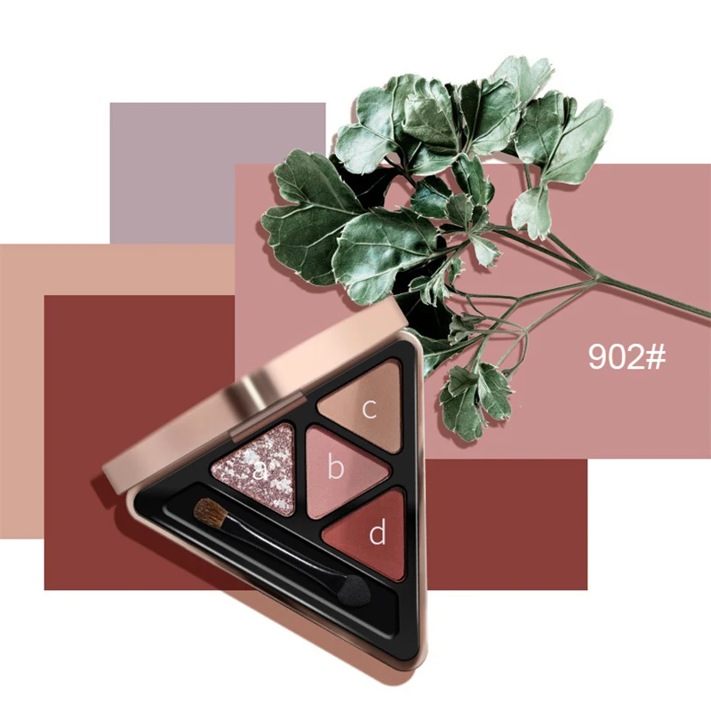 Triangular 4 Colors Eyeshadow Pallete Eyes Make Up Beauty Tools Gifts for Women ZG88 - Цвет: 902