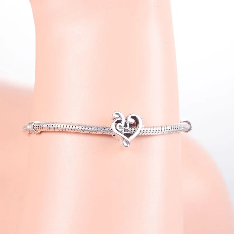 925 Серебряная музыкальная нота тройной Клиф бусина Подвеска подходит Pandora Подвески для создания браслета ювелирные изделия аксессуар Berloque