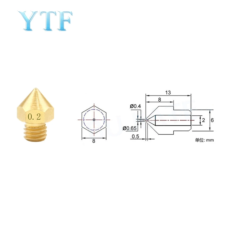 MK8 сопло Impressora 3D принтер экструдер CR10 для Prusa i3 0 2/0 3/0 4/0 5/0 6 мм|0.2mm nozzle|parts 3d printernozzle |