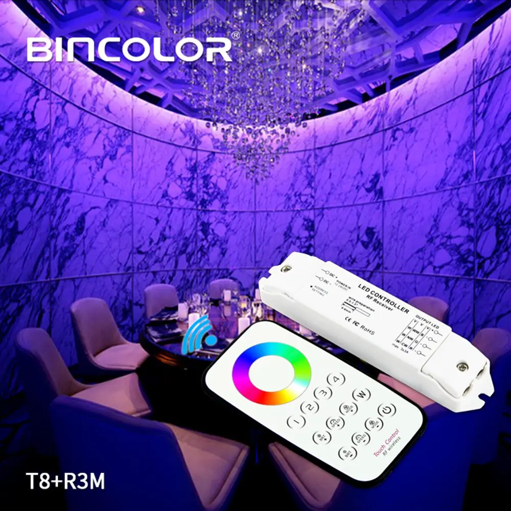 T8+ R3M многозонный пульт управления RGB контроллер Мини светодиодный затемнитель сенсорный RF беспроводной пульт дистанционного DC12V-24V 3a× 3ch