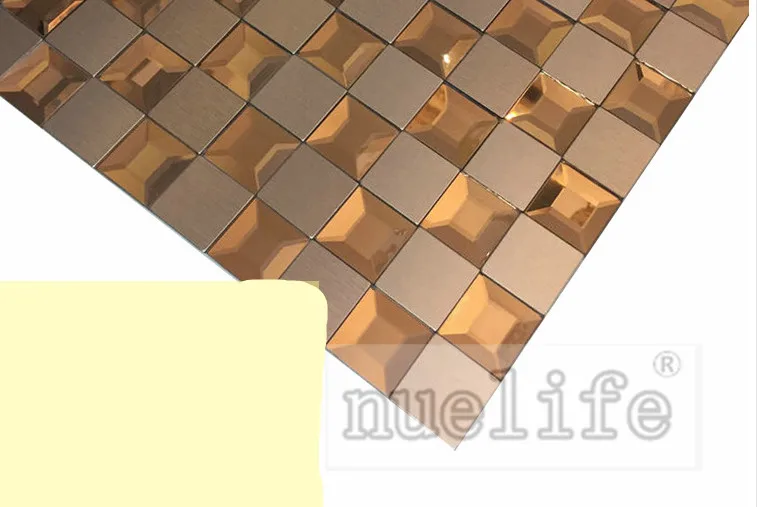 Aluminum composite mosaic beveled mirror five sides edging glass tile living room bedroom bathroom self-adhesive wall stickers