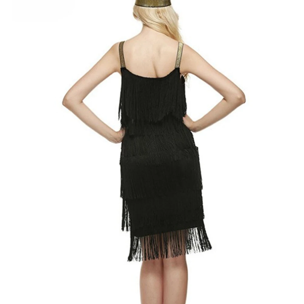 Sexy Summer Flapper Women Dance Party Beach Fringe Low Cut Sleeveless Dress