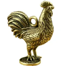 Kogut odlewania zwierząt Mini 3D figurka w stylu Retro metalowa rzeźba domu pomieszczenie biurowe dekoracja stołu zbieraj ozdoby prezent