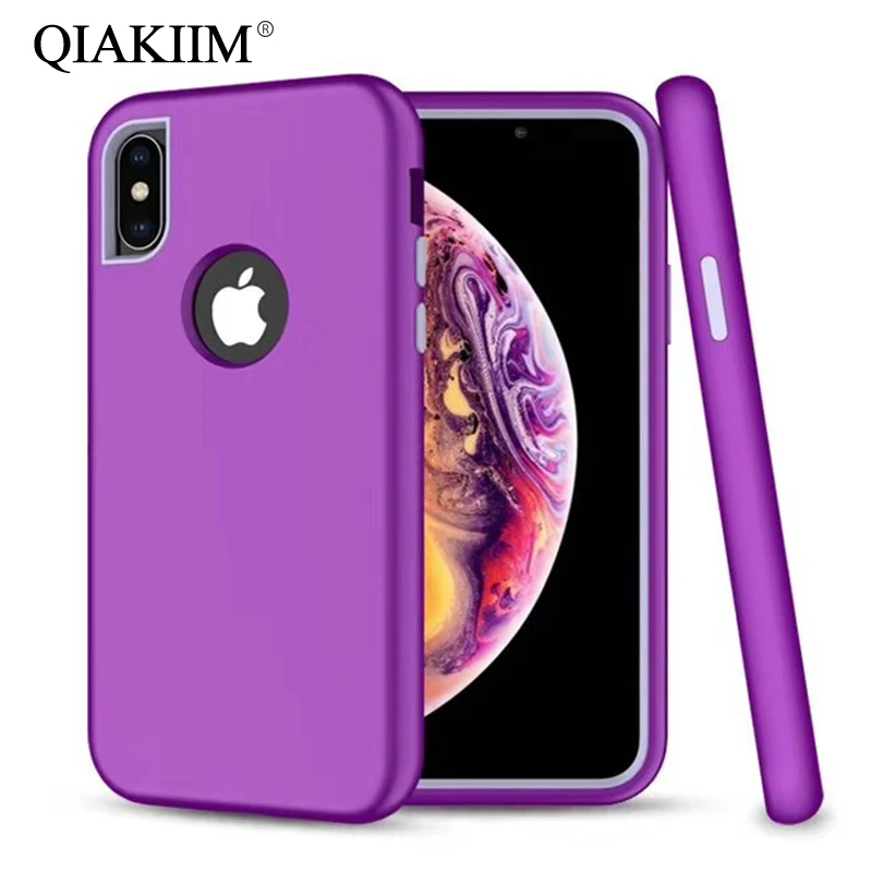 3 in 1 Phone Cases For iPhone 11 Pro Max XS X XR 8 7 6 6S Plus SE Case Shockproof Protect Hybrid Hard Rubber Impact Armor Cover | Мобильные