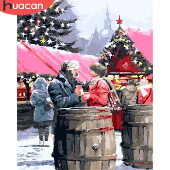 

HUACAN Oil Painting By Numbers Christmas Hand Painted Paintings Drawing On Canvas DIY Pictures By Number Figure Kits Home Decor