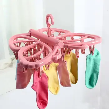 

16/32/36clips Multifunctional Drying Rack Sock Holder Portable Socks Cloth Hanger Rack Clothespin Wardrobe Storage Cloth Hangers