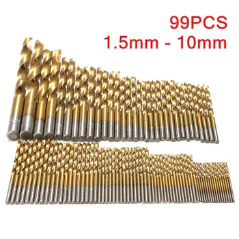

99pcs 1.5mm-10mm Mini Drill Bit Set HSS Titanium Metal Twist Drill Bit Tools Kit For Iron Plastics Perspex Woodworking