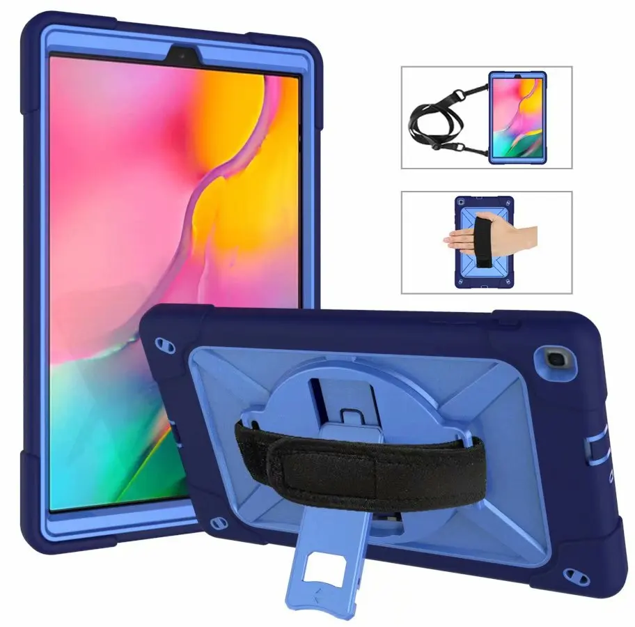 2 Сверхпрочный ударопрочный чехол для планшета для samsung Galaxy Tab A 10,1 T510 T515, подставка/рука+ шейный ремешок, подставка+ ручка - Цвет: 2
