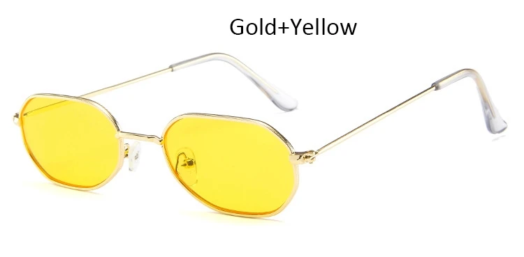 Gold Yellow Винтажные Квадратные Солнцезащитные очки в металлической оправе для женщин, брендовые солнцезащитные очки для женщин, прозрачные оттенки для женщин, трендовые розовые женские очки - Цвет линз: Gold Yellow