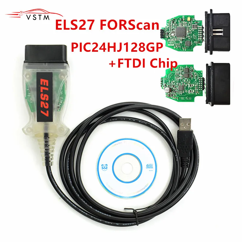 ELS27 FORScan для автомобилей Ford/Mazda/Lincoln/Mercury ELS27 FORScan сканер OBD2 Диагностический кабель Поддержка ELM327 J2534