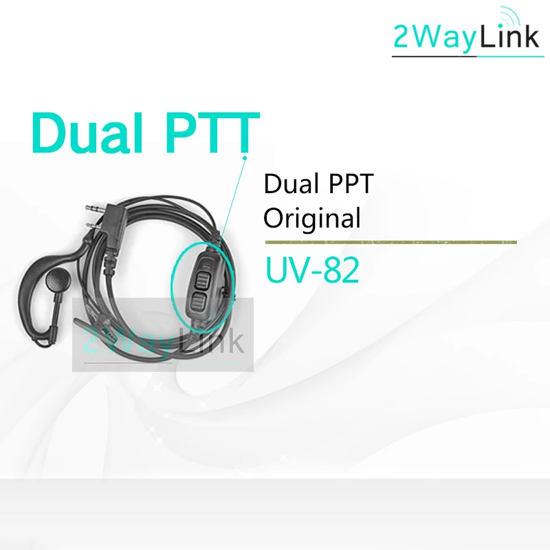 1PC Двойной PTT Динамик для Baofeng UV-82 UV-82HP UV-82HX UV-8 UV82L UV-89 UV-82 плюс UV-82TP GT-5TP UV 82 UV-82 гарнитура аксессуары - Цвет: 1PC