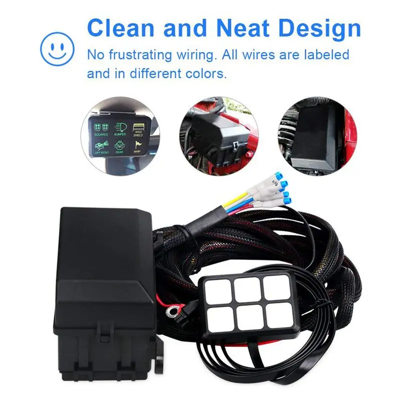 US $58.23 6 Gang Switch Panel Electronic Relay System Circuit Control Box Waterproof Fuse Relay Box Wiring Harness emblies For Car Auto