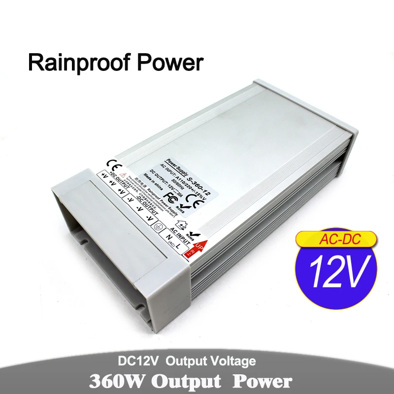 

Rainproof Power Supply DC12V DC24V DC36V DC48V 300W 350W 360W 400W Driver Transformers AC-DC Outdoor SMPS For LED Strip light
