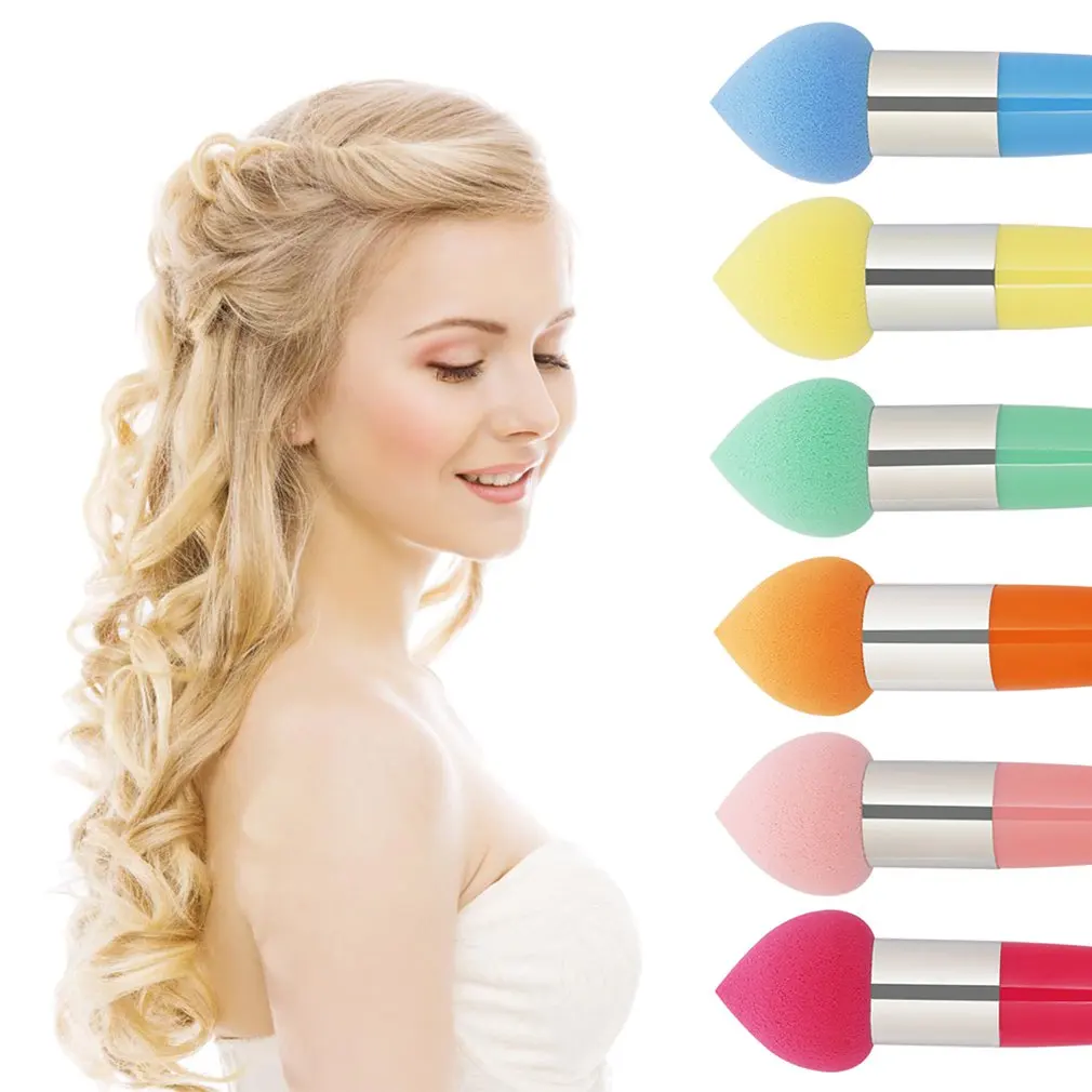 

Bullet handle peach-shaped Waterdrop Sponge Puff Makeup Bullet Style Smooth Foundation Sponge Powder Puff Stick
