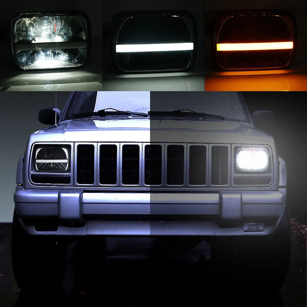 7 &quotx 6&quot 5x7 дюймов черная проектор светодиодный фары для Jeep Cherokee XJ H6054 H5054 H6054LL 69822