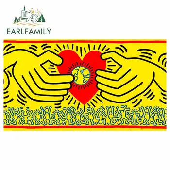 

EARLFAMILY 13cm x 7.3cm For Haring Car Decal Waterproof Car Stickers Funny Cartoon Creative Vinyl Material For JDM SUV RV