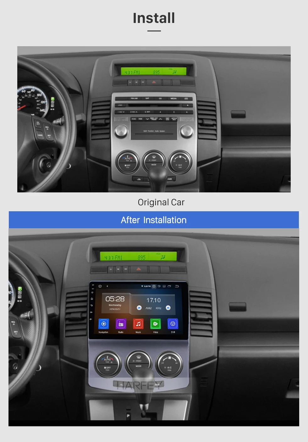 Harfey автомобиль Android 9,0 HD gps Navi Радио для старой Mazda 5 2005-2010 мультимедийный плеер Поддержка рулевого колеса управления Зеркало Ссылка