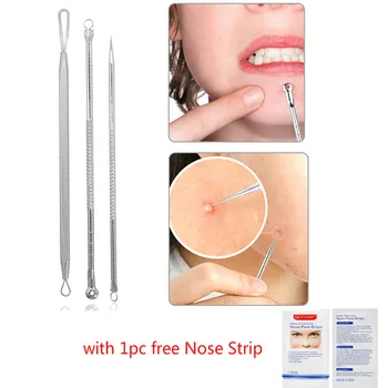 

5pcs Acne Pimple Belmish Vacuum Blackhead Remover Acne Blackhead Remover Extractor Tool Spoon Face Needles Facial Pore Cleaner
