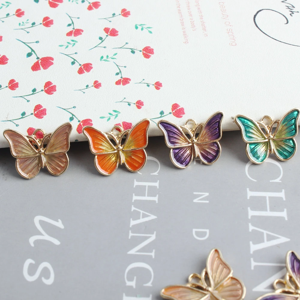 DIY Accessories Butterfly Charms Jewelry Making Enamel Pendants Cute Animal 