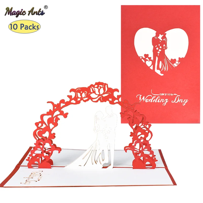 10 Pack Pop Up Wedding Card for Bridal Shower Invitations Valentines Cards AnniversaryCards