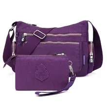 Комплект из двух предметов, водонепроницаемые нейлоновые женские курьерские Сумки для отдыха, Модные свежие женские сумки через плечо для девочек, сумки на плечо